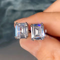 Luxury Silver Plated 8*10mm Rectangle CZ Diamond Stud Earrings Clear Princess Cut Cubic Zircon Stud Earrings