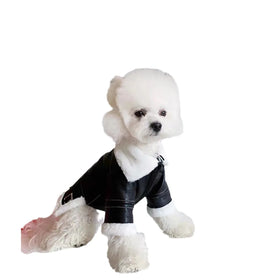 Fashion Small Dog Jacket Warm Puppy PU Leather Clothing Dog Jacket