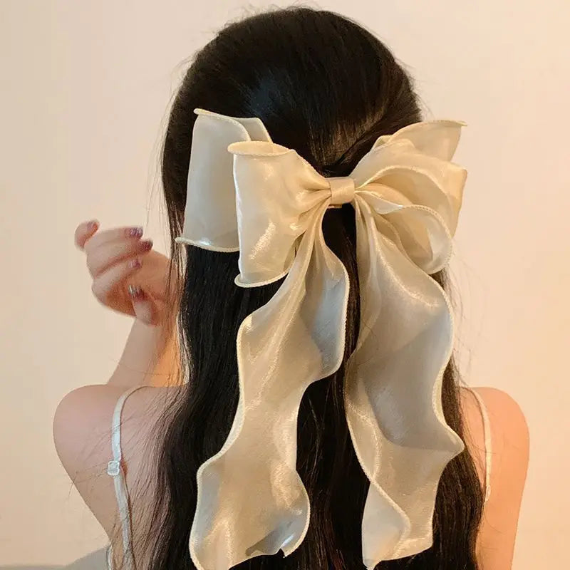 Hair Bow Clips: Solid Color Silk Ribbon Bows for Women and Girls