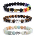 Couple's Natural Gemstone Beaded Bracelet Fashion Ethnic Jewelry Essential Oils Yoga Meditation Elephant Charm Yoga Inspired