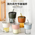 Ins Style 400ML Glass Bamboo Cover Cup Coffee Mug Cup Sleeve Holder Waterproof Water Cup With Lid Straw Set