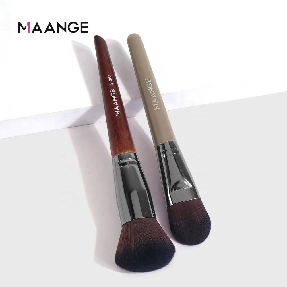MAANGE 2023 New Arrival 2pcs Makeup Brush Set Wood Customized logo Foundation Cosmetic Brush