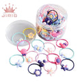 JIRIS Wholesale 40PCS/Box Fashion Kids Hair Accessories Resin Flower Elastic Cute Cartoon Children Hair Ties Set