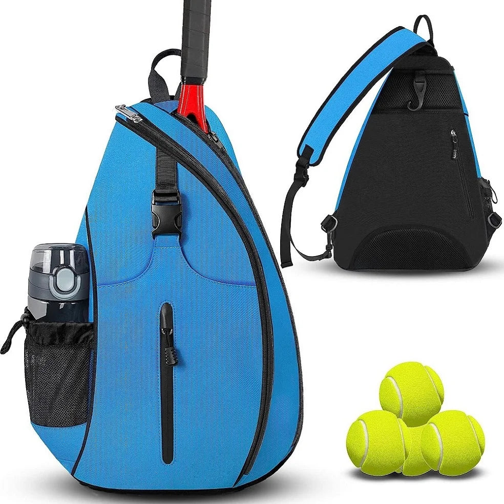 Customizable Crossbody Water-Resistant Tennis & Pickleball Sling Backpack Polyester Outdoors Sports Bag that Holds Paddles Set