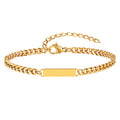 Non Tarnish 18k Gold Blank Bar Cuban Bracelet for Women Girls Fashion Stainless Steel Custom Engraved Cuban Link Chain Bracelets
