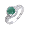 Abiding Natural Emeral Gemstone Ring Trend 925 Sterling Silver Fine Jewelry Halo Ring Women for Wedding Bridal
