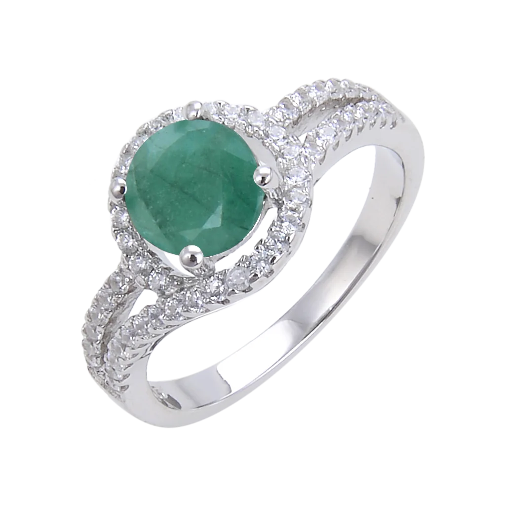 Abiding Natural Emeral Gemstone Ring Trend 925 Sterling Silver Fine Jewelry Halo Ring Women for Wedding Bridal