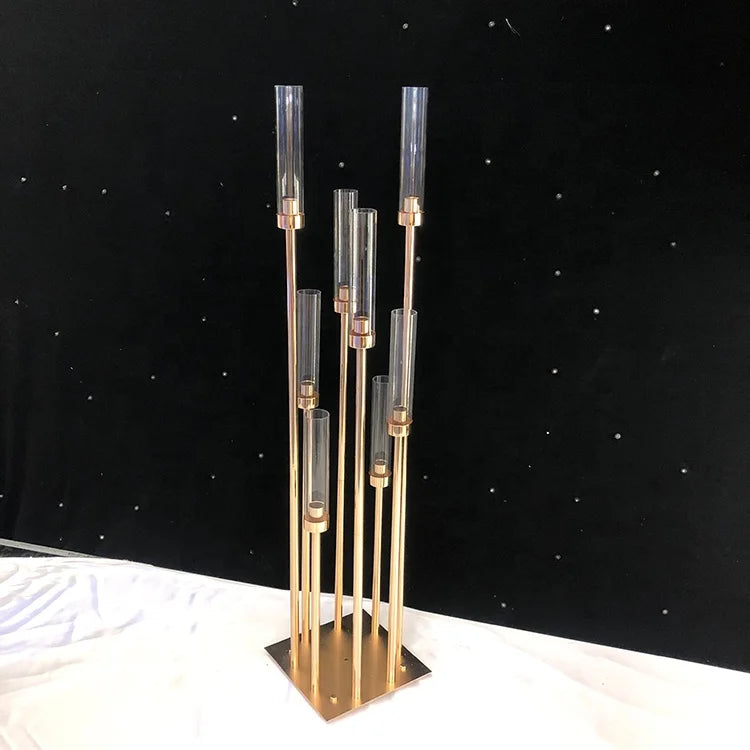 Zhuoyun 8 10 Arms Table Centerpiece Acrylic Gold Candelabra for Wedding Decoration