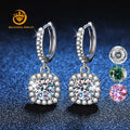 Factory Direct Sale Hypoallergenic Jewelry S925 Silver Moissanite Drop Earrings Female Earrings Classic Square Bag Earrings
