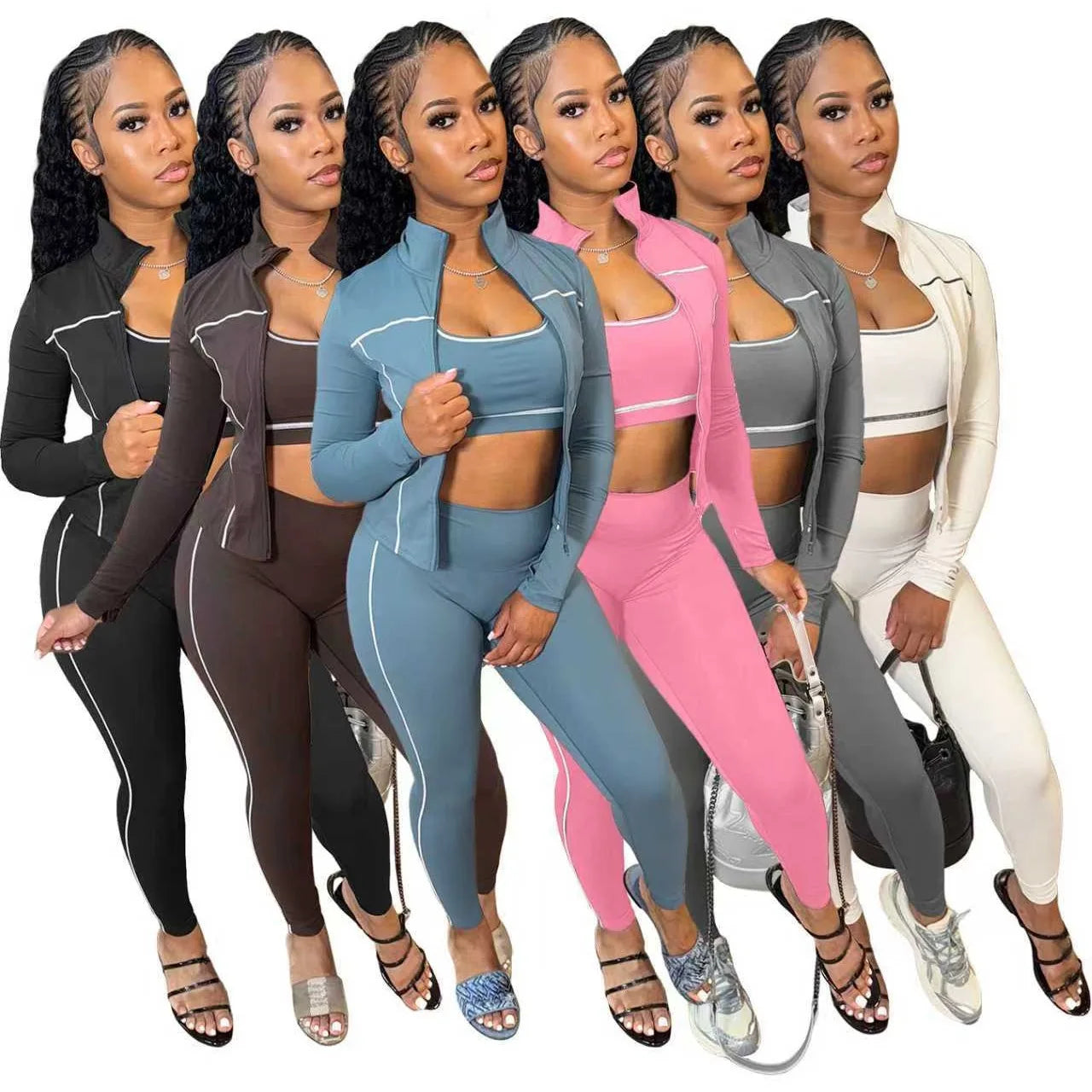 Summer Casual Fashion Sleeveless Sports Vest High Waist Belly Fitness Yoga Suit One Set Short Skinny Solid Worsted 3 Piece Set