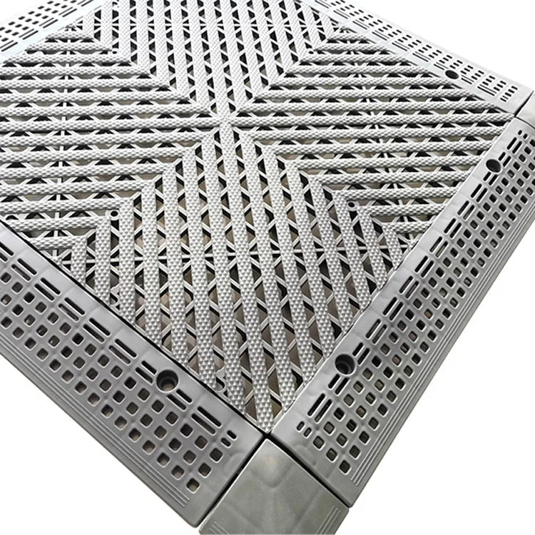 Upgrade Anti-Slip Black Interlocking Garage Floor Tiles Waterproof Flexible Drainage System PP Vented Outdoor Workshop Removable
