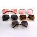 Luxury Futuristic Sunglasses for Women Circle Metal Square Frame with Rhinestone Sun Glasses by River Men