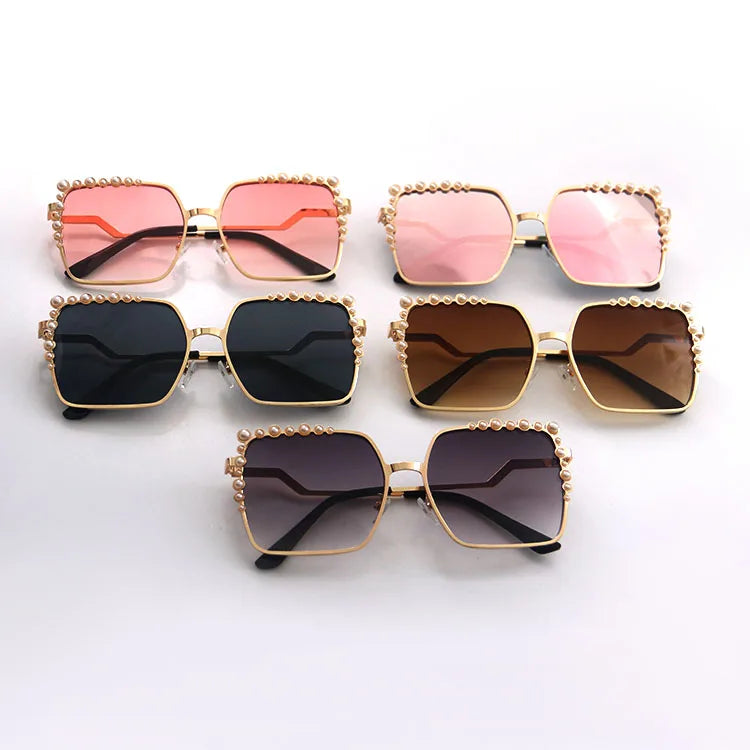 Luxury Futuristic Sunglasses for Women Circle Metal Square Frame with Rhinestone Sun Glasses by River Men