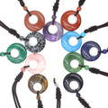 New Style Natural Stone Vintage Peace Buckle Pendant Necklace Gemstone Jewelry Green Aventurine Amethyst Pendant