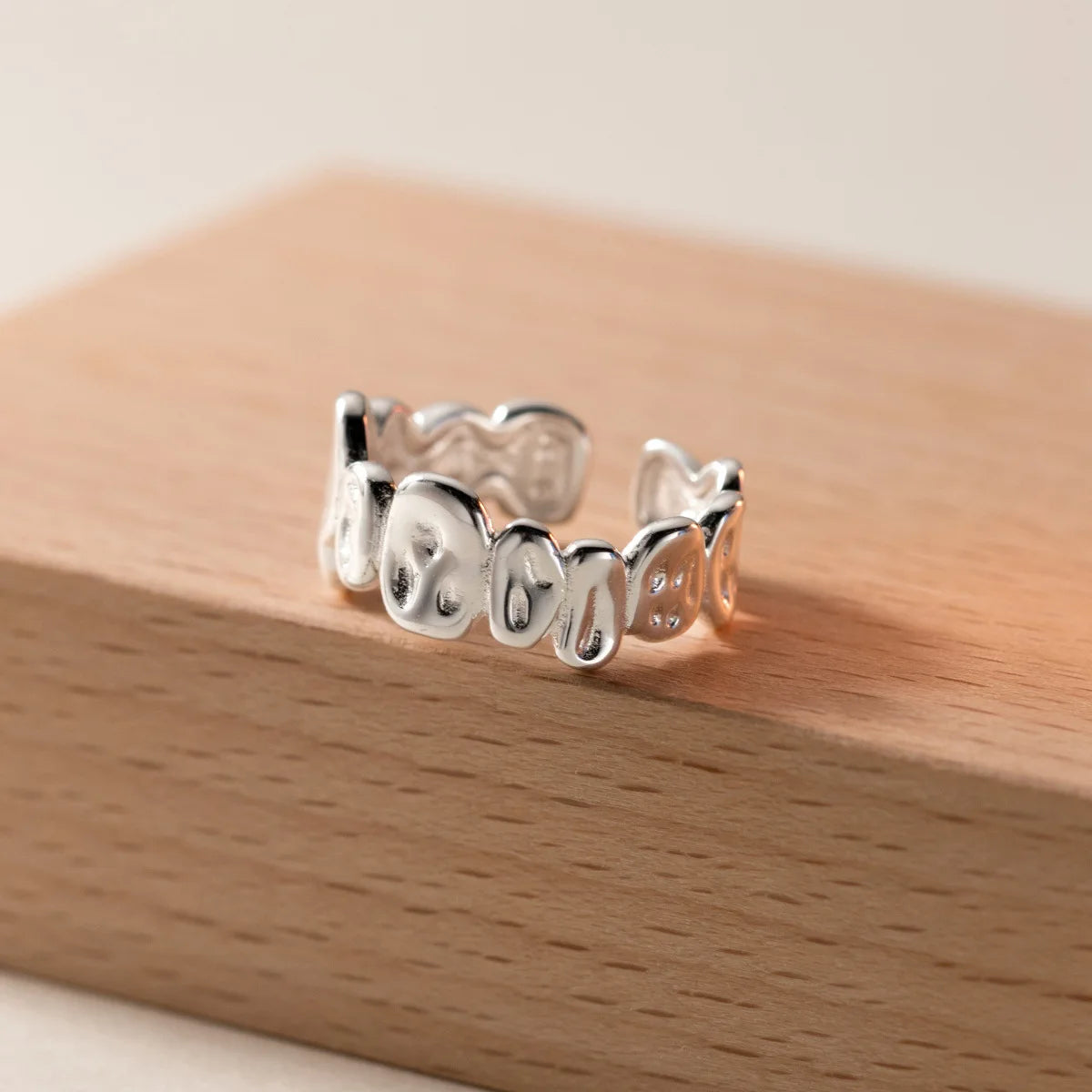 Minimalist Irregular Oval Shape Adjustable Open 925 Sterling Silver Finger Rings Fashion Jewelry for Women