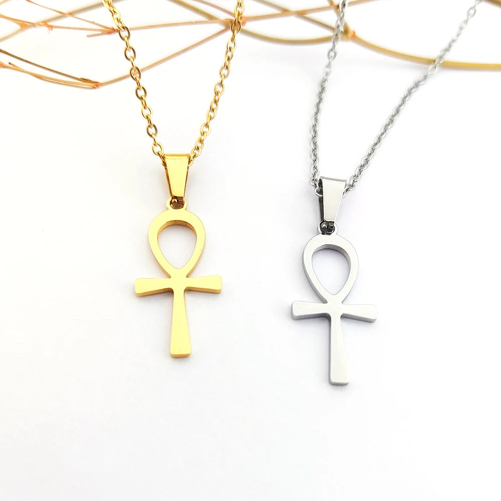 Chapado En Oro 14k Jewelry Supplies African Jewelry Ankh Stainless Steel Cross Necklace Gift