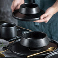 Customizable P&T Porcelain Ceramic Tableware Top Choice for Events Black Dinner Set Plates Tableware with Private Labeling