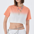 New Style Short Sleeve Gradient Wash Sweatshirt Custom logo Fashion Crewneck Cropped Sweatshirt