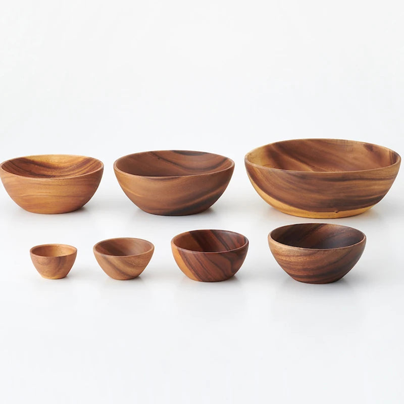 Wholesale Hot New Customizable Size Eco-Friendly Natural Acacia Wooden Salad Mixing Bowl for Fruit Vegetables Salad
