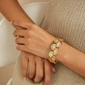 Stainless Steel Flower with Rhinestone Bangles Bracelets for Women Wholesale Waterproof Bulk Jewelry on Hand Fashion Accessories MegaBDM