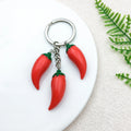 Red Pepper Charm Keychain Silver Color Ring Car Keyring Key Chain Holder Wall Hanging Jewelry for Women Men