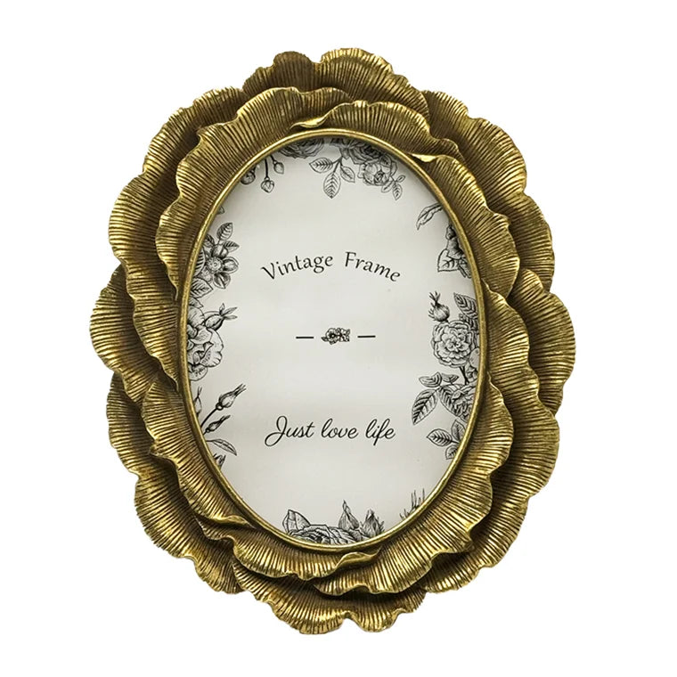 5x7 Oval Picture Frame Vintage Decorative Floral Frame Antique Resin Photo Frame Tabletop and Wall Decor Retro Gallery Art