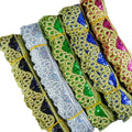 Factory Cheap Lace Sewing Polyestic Fabric Decorative Net Mesh Embroidery Triangle Sequins Fabric Sequined Lace Trim 4.5cm Wide