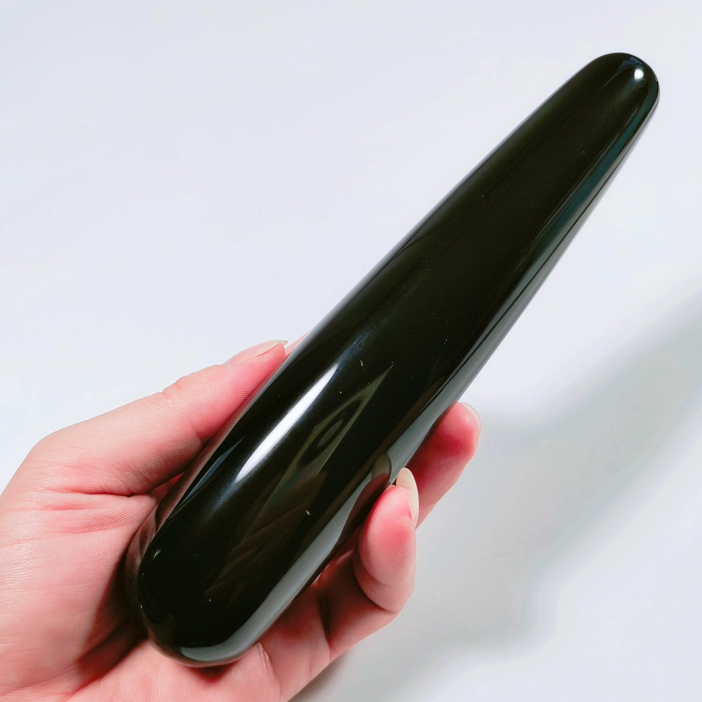 HZ Promotional Black Obsidian Crystal Wands Natural Stone Yoni Healing Crystal Dildo Penis Massage Yoni Wand Natural Crystals