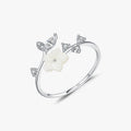 Real 925 Sterling Silver Opening Size Stackable Finger Rings Fine Jewelry Exquisite Shell Pearl Thin Flower Rings for Women