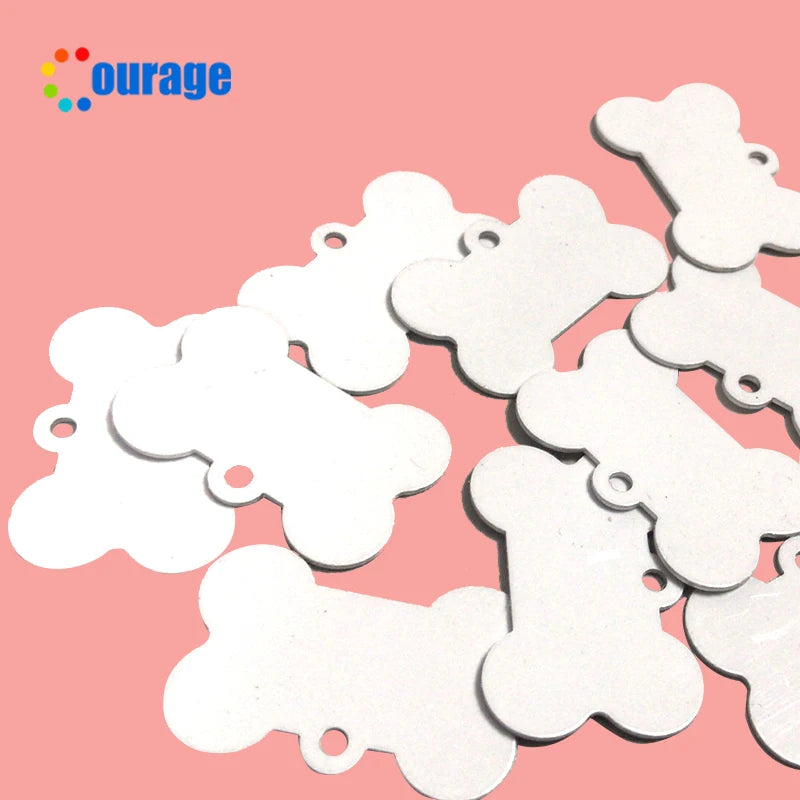 Simple Double Sided Sublimation Aluminum Dog Tags White Coated Sublimation Blank for Dog Tag