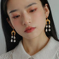 Aimgal Fashion Jewelry Natural Freshwater Baroque Pearl Vintage Exaggerated Earrings Brass Plated 18k Gold