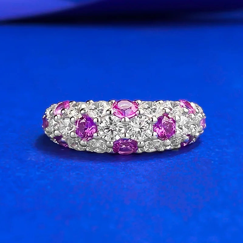 Fashion Custom Jewelry Supplier 925 Sterling Silver Factory Wholesale Starry Zirconium Powder Half Circle Ring