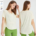 In Stock Lightweight Breathable Sports T--shirt Loose V-neck Solid Color Workout Short Sleeve
