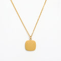 Joolim Jewelry 18K Gold Plated Stainless Steel PVD Link Chain Necklace Dainty Plain Square Pendant Sweater Necklace Design