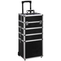 Professional 4 in 1 Lift Handle Lock Aluminum Rolling Airplane Bags Cosmetic Makeup Train Cases for Makeup Artists Hair Stylist