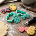 Tropical Sugar Cookie Cutter Stamp Set Heart Sunglasses Pineapple Fondant MoldsPlastic Biscuit Embosser Kit for Summer Baking