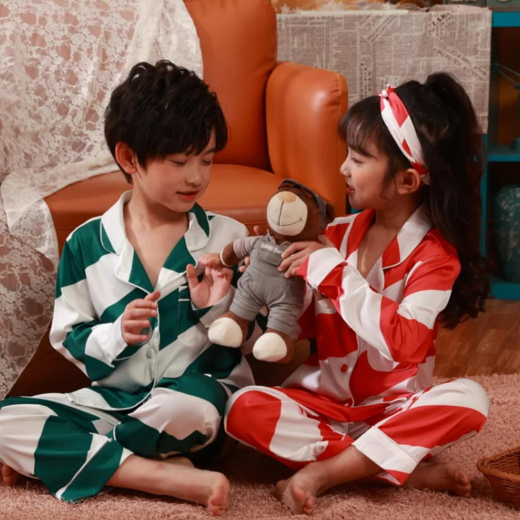Pajamas Set Girls & Women Summer Spring Satin Eco-friendly Soft Cute Bulk Wholesale with Headband