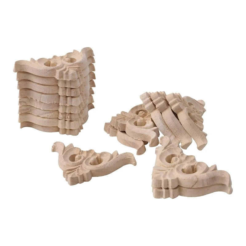 2.56inch Length 1.38inch Width Wood Carved Long Onlay Applique Unpainted Frame Door Wall Decor for Cabinet Home Furniture