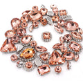 HFOUR 50pcs/Bag Mixed Shape 3D Water Red Claw Drill Crystal Glass Buckle Silver Claw Flatback Sew-on Technique Loose Rhinestones