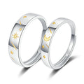 Sun & Moon Ring Couple Ring Set Silver Simple Open Adjustable Wedding Ring Set Couple Eternity Bands for Wedding Jewelry