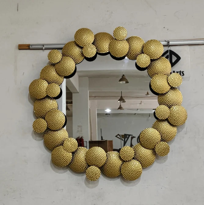 60CM Hot Saling Retro Luxury Home Decor Wall Mirror Sofa Decoration Creative Stainless Steel Golden Dropshipping New DDP