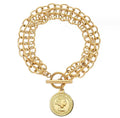 Caicai Coin Bracelet for Women Stainless Steel Multi-layer Chain Bracelet with All the Stylish Coin Pendant OT Buckle Bracelet