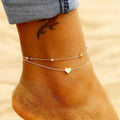 Fashion INS Stainless Steel Gold Plated PVD Plating Layered Beaded Chain  Heart Charm Anklet