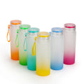 500ml Frosted Gradient Color Sublimation Drinkware Eco-Friendly Matte Glass Water Bottle Plastic and Metal Material