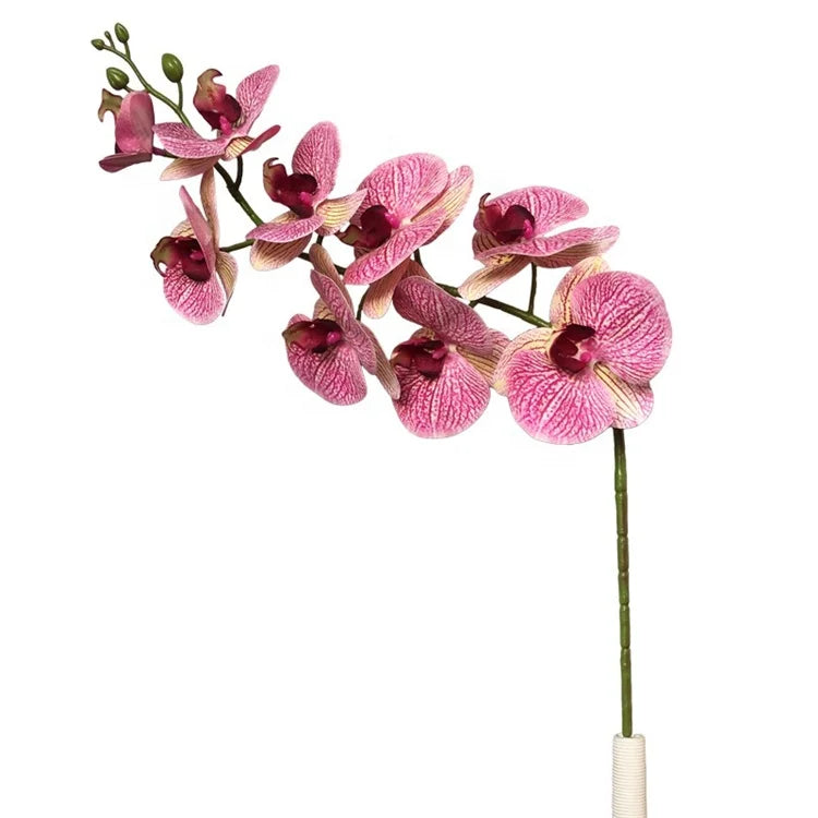 M022 9 Heads Dark Purple Yellow White Real Touch Orchid Flower Latex Silk Artificial Phalaenopsis Orchid for Wedding Home Decor MegaBDM