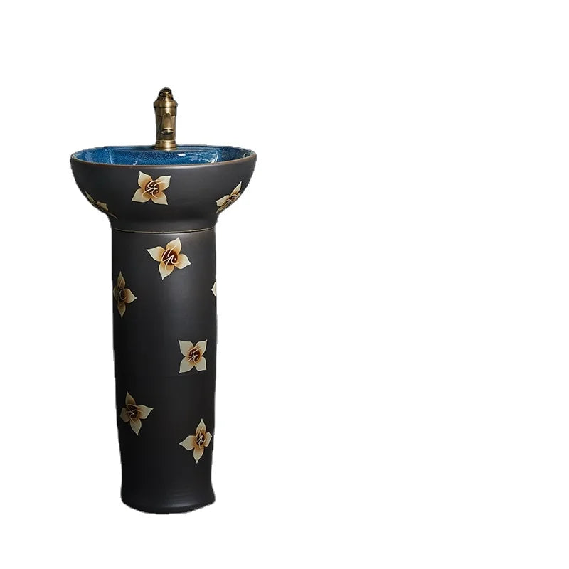 New Jingdezhen hand painting high temperature ceramic pedestal basin for toilet and garden