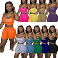 Biker Shorts Two Piece Set Custom logo Advertising Gift Promotional 2026 Summer  Printed LogoTwo Piece Women Biker Short Set