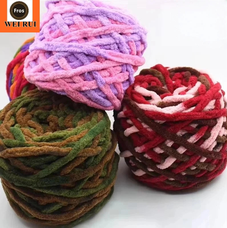6 mm Ice Wool Velvet Chunky Knit Chenille 3 cm Blanket Yarn Crochet Polyester Super Jumbo Wholesale Chunky Chenille Yarn