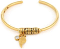 Personalized Custom Open Bangle Brass Bracelet with Engraved Beads in Sterling Silver 925 or Gold Plating  Custom Jewelry