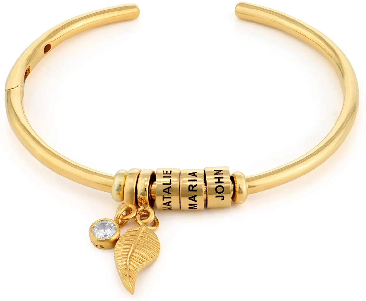 Personalized Custom Open Bangle Brass Bracelet with Engraved Beads in Sterling Silver 925 or Gold Plating  Custom Jewelry